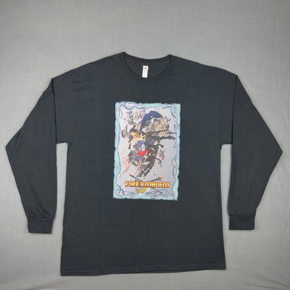 Jerzees Fire Emblem Graphic Long Sleeve T-Shirt Mens XL Black Video Game Tee